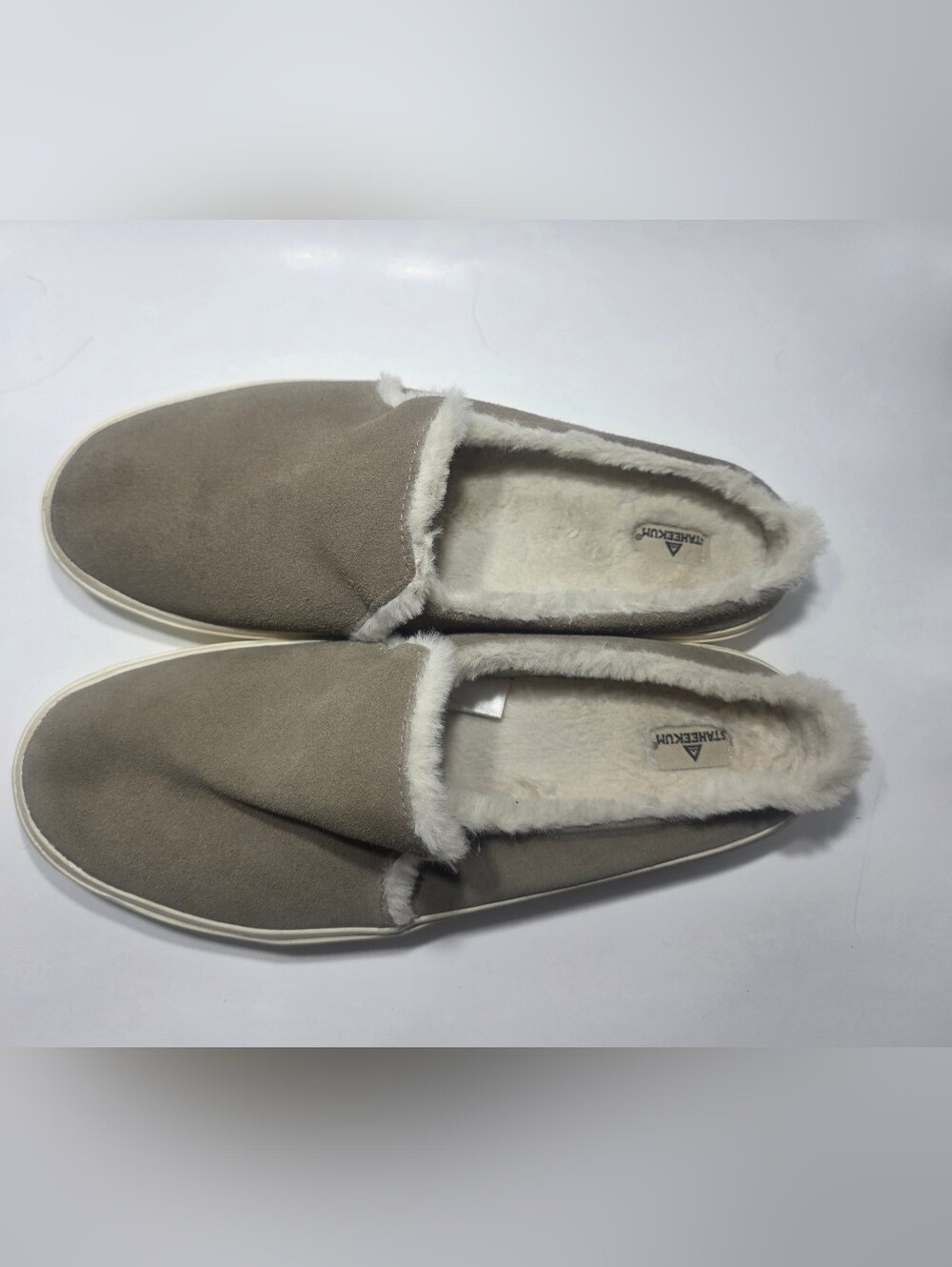 STAHEEKUM Women's Faux Fur Lined Slip-On Slippers Gray Size 9 Casual Comfort - Picture 3 of 4